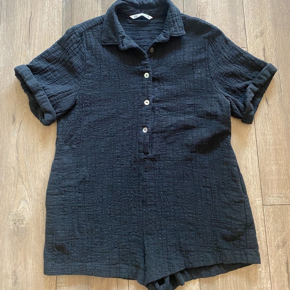 Zara Textured Short Jumpsuit
